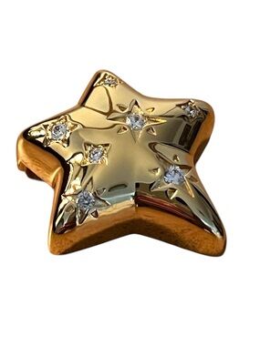 New Hillberg & Berk Gold Star Brooch with Sparkling Accents.